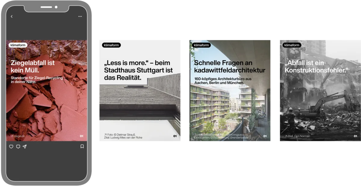 Konzeption & Aufbau von @klimaform für wienerberger: Nachhaltigkeitswissen fundiert recherchiert ohne Fachbuch-Wälzerei - Galerie 1