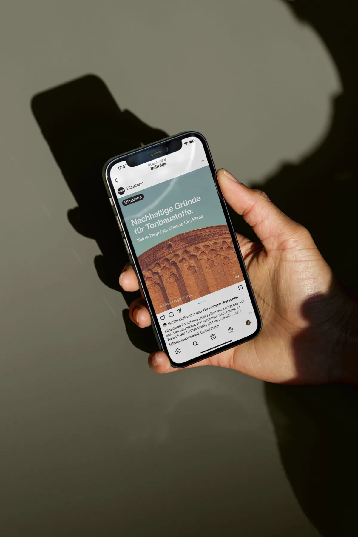 klimaform Instagram-Kanal: Nachhaltige Gründe für Tonbaustoffe